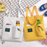 Women Canvas Bag Zipper Shoulder Bag Large Capacity Tote Eco Shopping Bags