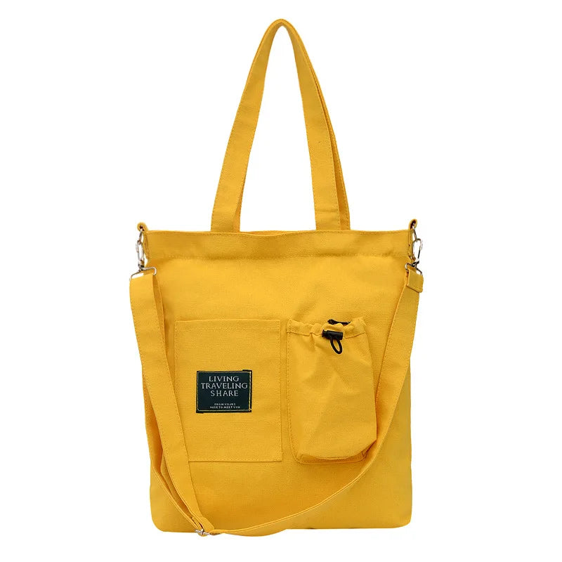 Women Canvas Shoulder Bag Large Capacity Reusable Shopper Eco Shopping Tote