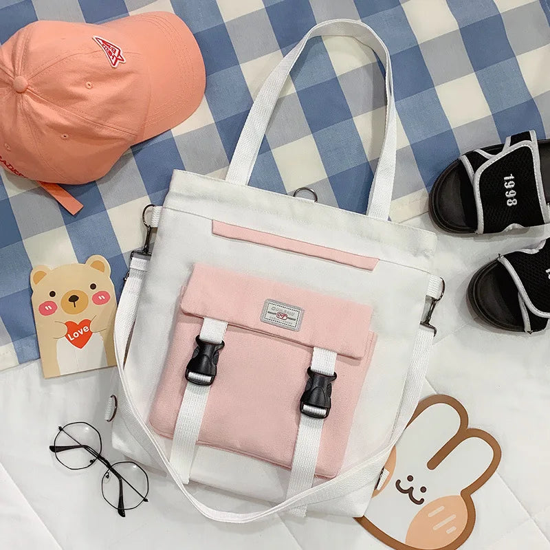 Women Canvas Bag Large Capacity Crossbody Tote