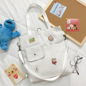Women Canvas Bag Shoulder Japan Large Capacity Bag Student School Class Book