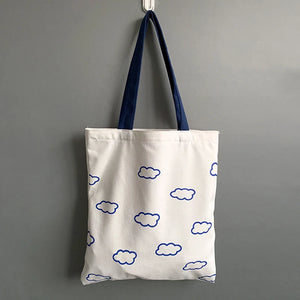 Clouds Printing Tote Shopping Bag for Women Canvas