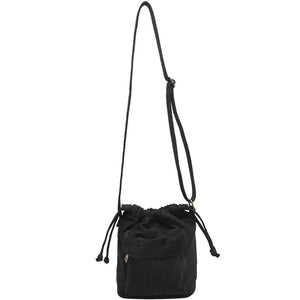 Women Canvas Bucket Crossbody Bags Drawstring Shoulder Handbag