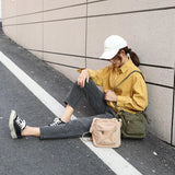 Women Canvas Bucket Crossbody Bags Drawstring Shoulder Handbag