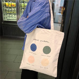 Dot Print Canvas Shoulder Bag Women Reusable Handbag