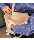 Dot Print Canvas Shoulder Bag Women Reusable Handbag