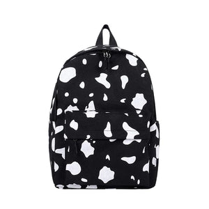 Canvas Cow Pattern Print Backpack for Teenagers