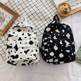 Canvas Cow Pattern Print Backpack for Teenagers