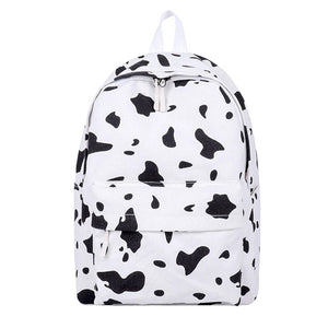 Canvas Cow Pattern Print Backpack for Teenagers