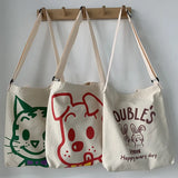 Women Canvas Crossbody Bag Cartoon Shoulder Canvas Bag For Girl