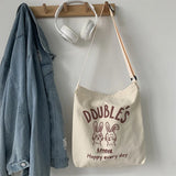 Women Canvas Crossbody Bag Cartoon Shoulder Canvas Bag For Girl