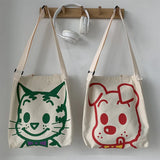 Women Canvas Crossbody Bag Cartoon Shoulder Canvas Bag For Girl