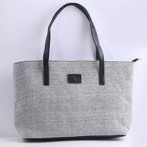 Women Canvas Daily Large Capacity Zipper Shoulder Tote Bag