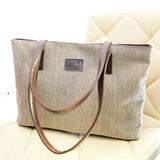 Women Canvas Daily Large Capacity Zipper Shoulder Tote Bag