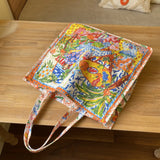 Women Canvas Eco Bag Oil Painting Ladies Shopping Bag Double Sided Printing