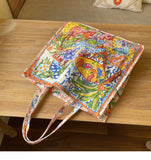 Women Canvas Eco Bag Oil Painting Ladies Shopping Bag Double Sided Printing