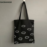 Clouds Printed Canvas Tote Bag for Girls