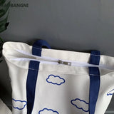 Clouds Printed Canvas Tote Bag for Girls