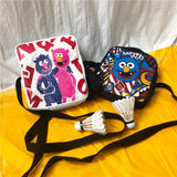 Women Canvas Flap Shoulder Bag Graffiti Print Crossbody School Handbag