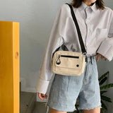 Canvas Flap Bag Preppy Style Shoulder Messenger Bag Corduroy Satchel