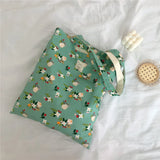 Canvas Flower Shoulder Bag Retro Floral Big Shopping Bags