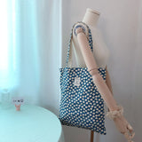 Canvas Flower Shoulder Bag Retro Floral Big Shopping Bags