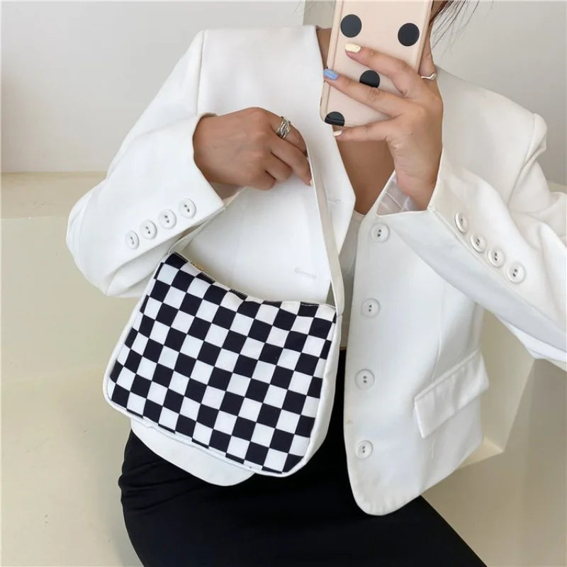 Women Canvas Handbag Butterfly Print Small Shoulder Bags Ladie Underarm Bag