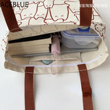Canvas Cat Tote Bag with Zipper