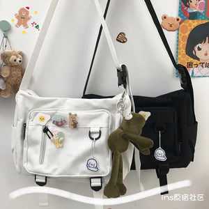 Canvas Shoulder Bag Large Capacity Crossbody Bags for Teenager Girl