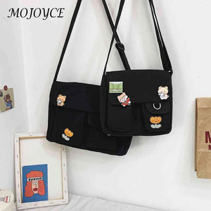 Women Canvas Harajuku Crossbody Tote for Outdoor Traveling
