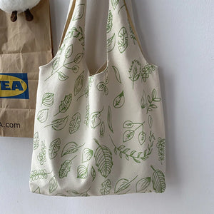 Canvas Flower Tote Shopper Bag Eco Reusable Shopping Bag Girl Beach Travel