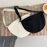 Canvas Messenger Bag Large Capacity Shoulder Bag Zipper Semicircle Shape