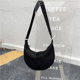Canvas Messenger Bag Large Capacity Shoulder Bag Zipper Semicircle Shape
