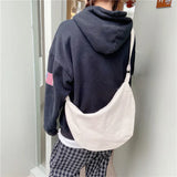 Canvas Messenger Bag Large Capacity Shoulder Bag Zipper Semicircle Shape