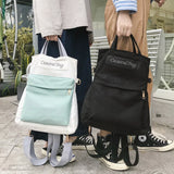 Canvas Patchwork Laptop Backpack Girls Shoulder Bag Student Schoolbag