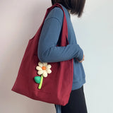 Flower Art Canvas Shopping Bag Eco Handbag Tote