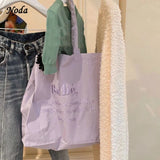 Babe Letters Print Canvas Shopping Bag Eco Handbag Tote