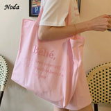 Babe Letters Print Canvas Shopping Bag Eco Handbag Tote