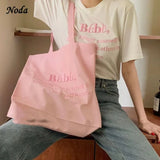Babe Letters Print Canvas Shopping Bag Eco Handbag Tote