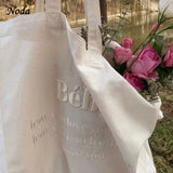 Babe Letters Print Canvas Shopping Bag Eco Handbag Tote