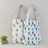 Flower Print Canvas Shopping Bag Foldable Reusable Tote Handbag Large Capacity