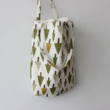 Flower Print Canvas Shopping Bag Foldable Reusable Tote Handbag Large Capacity