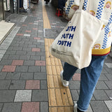 Letter Printing Canvas Shopping Bag Casual Shoulder Handbag Eco-friendly Tote
