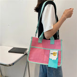 Women Canvas Shopping Bag Letters Print Female Cotton Cloth Shoulder Bag