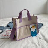 Women Canvas Shopping Bag Letters Print Female Cotton Cloth Shoulder Bag