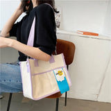 Women Canvas Shopping Bag Letters Print Female Cotton Cloth Shoulder Bag