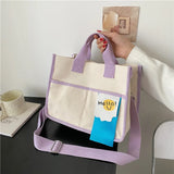 Women Canvas Shopping Bag Letters Print Female Cotton Cloth Shoulder Bag