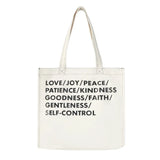 Women Canvas Shopping Bag Love Peace Letter Print Eco Handbag Tote