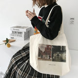Prado Museum Female Cotton Cloth Shoulder Bag Eco Handbag Tote