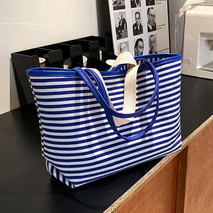 Women Canvas Shopping Bag YOUTH stripe Print Female Cotton Cloth Shoulder Bag