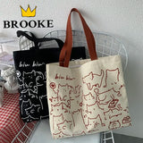 Women Canvas Shopping Bags Eco Reusable Foldable Shoulder Bag